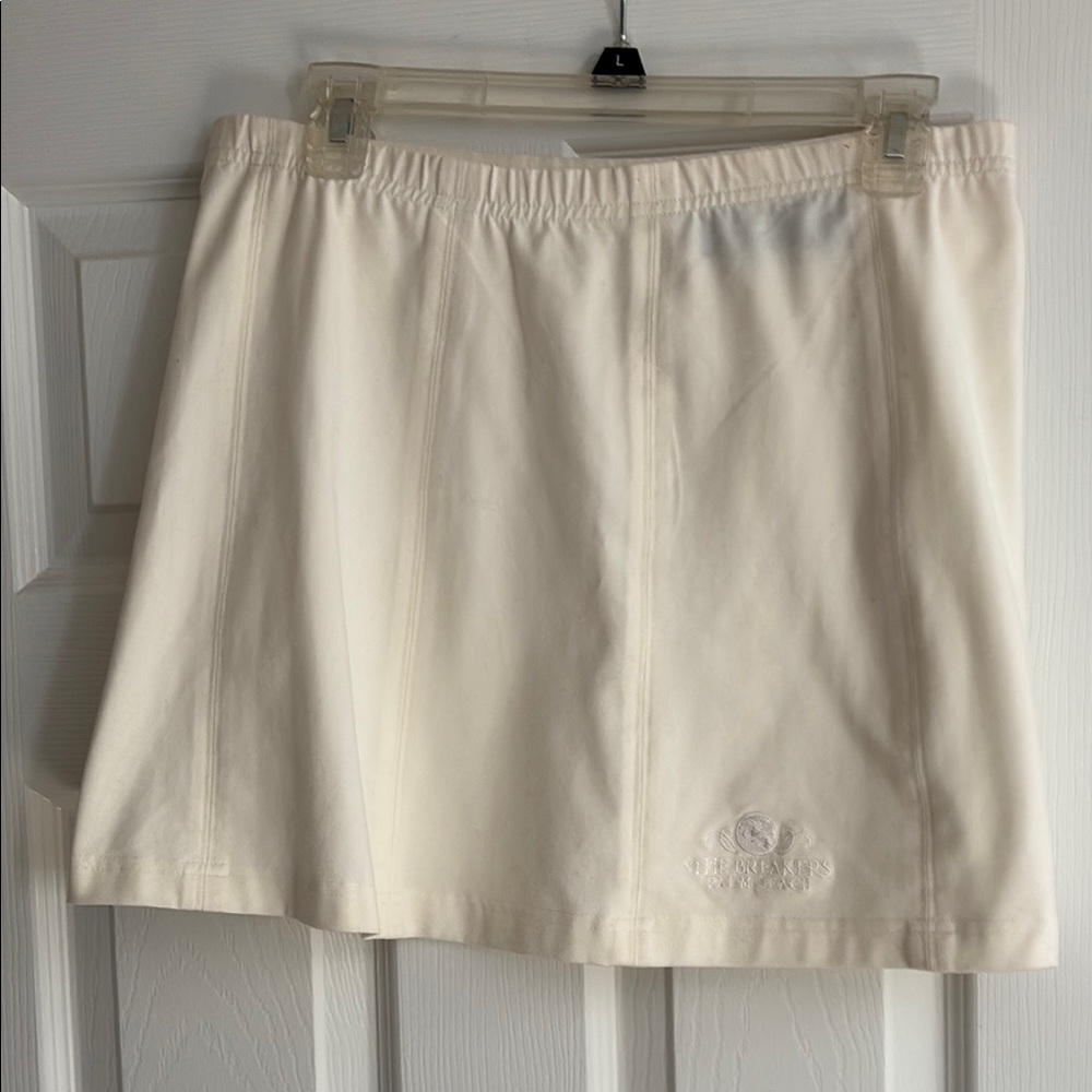 White Athletic Skort with Embroidered Logo